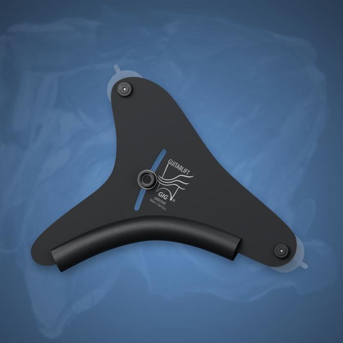 Montierter Guitarlift Gig Electric in Mattschwarz mit Beinauflage