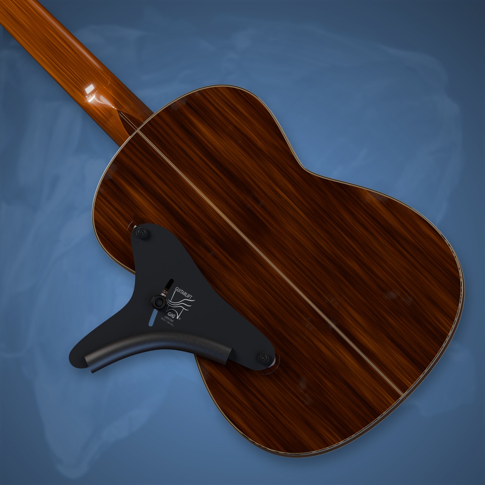 Guitarlift Gig am Boden und an der Zarge einer klassischen Gitarre