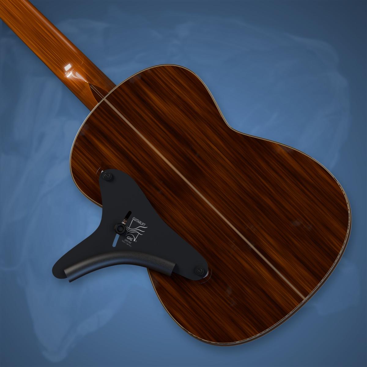 Guitarlift Gig am Boden und an der Zarge einer klassischen Gitarre